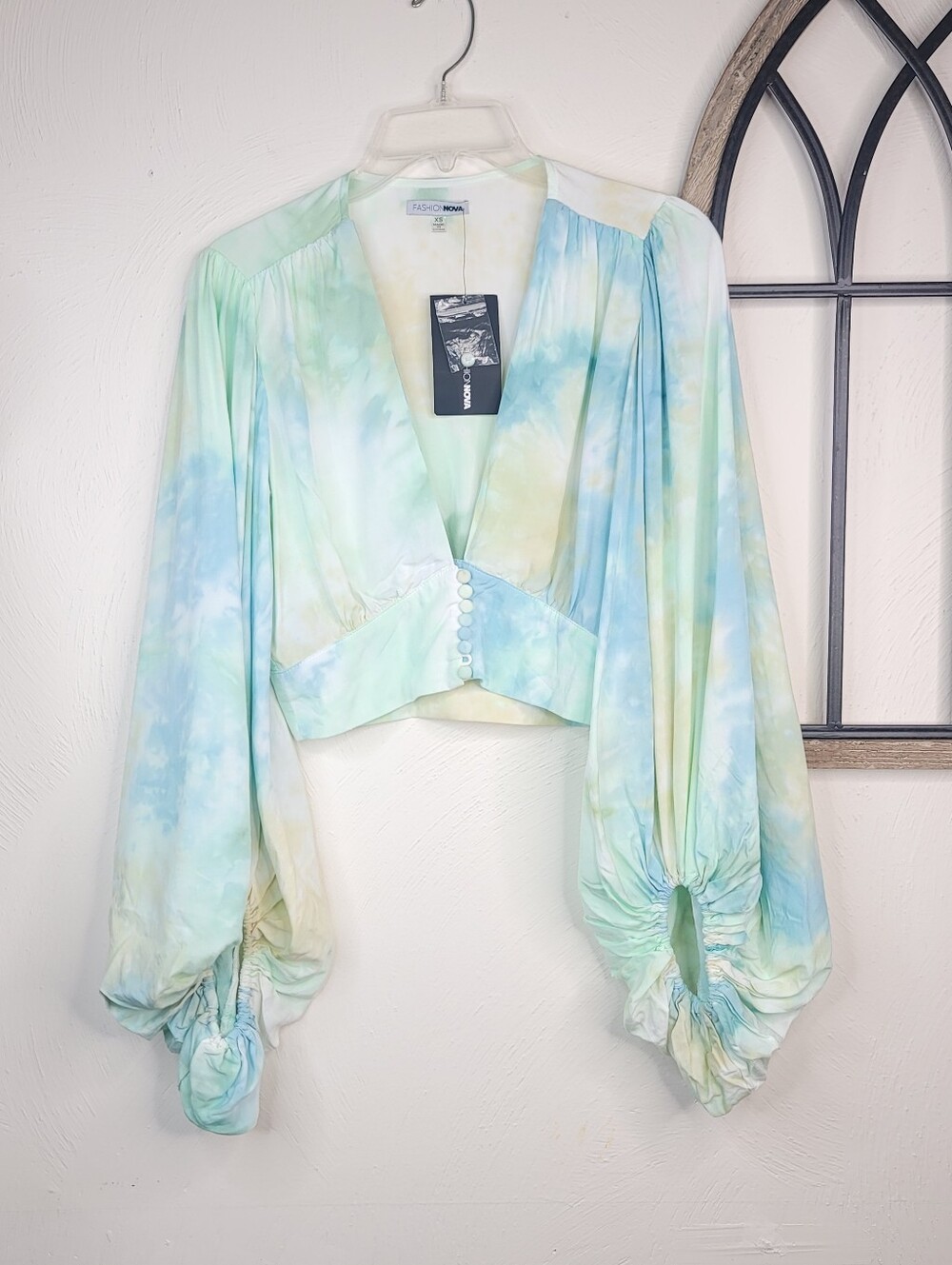 Fashion Nova Higher Love Tie Dye Crop Top NWT Green Combo - Size XS